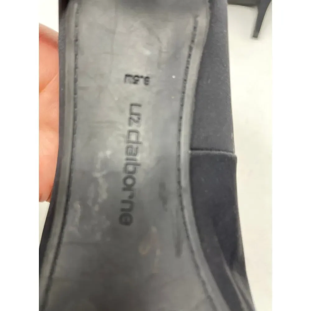 LIZ CLAIBORNE Black Fabric PEEP TOE Pumps 8.5M - Picture 7 of 8